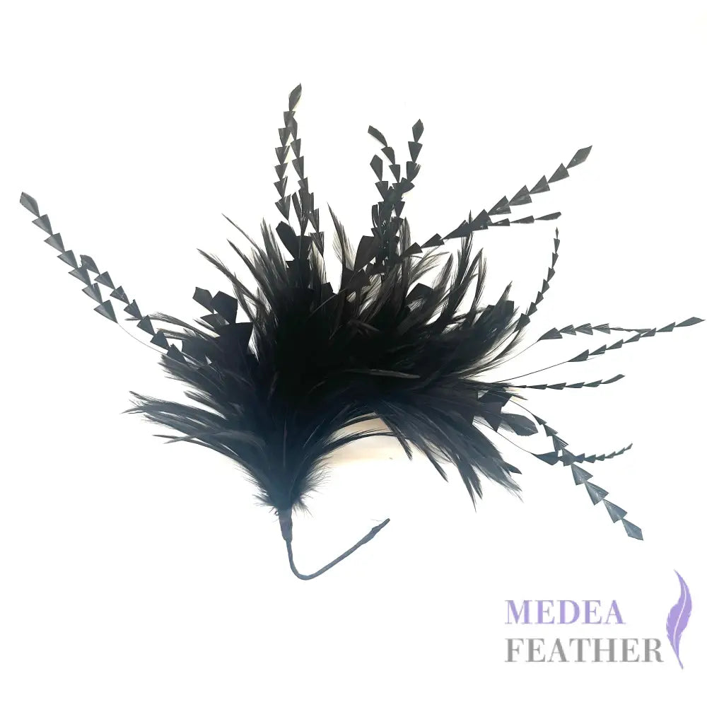 Hackle and Long Diamond Coque Feather Mount DS250620 #03 black
