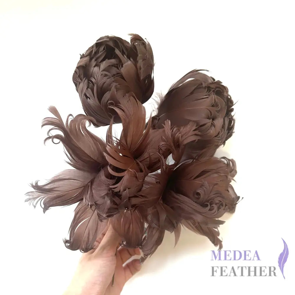 Handmade Curled Leaf Feather Flower Millinery Hat Mount FM049 #06 brunette