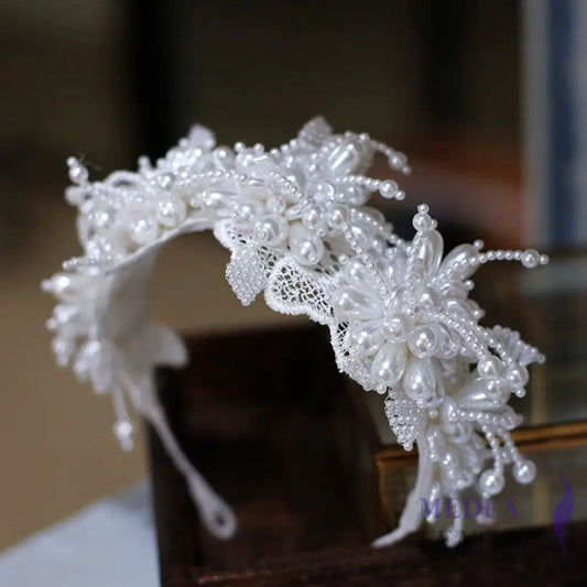 Handmade Pearl Headband - White