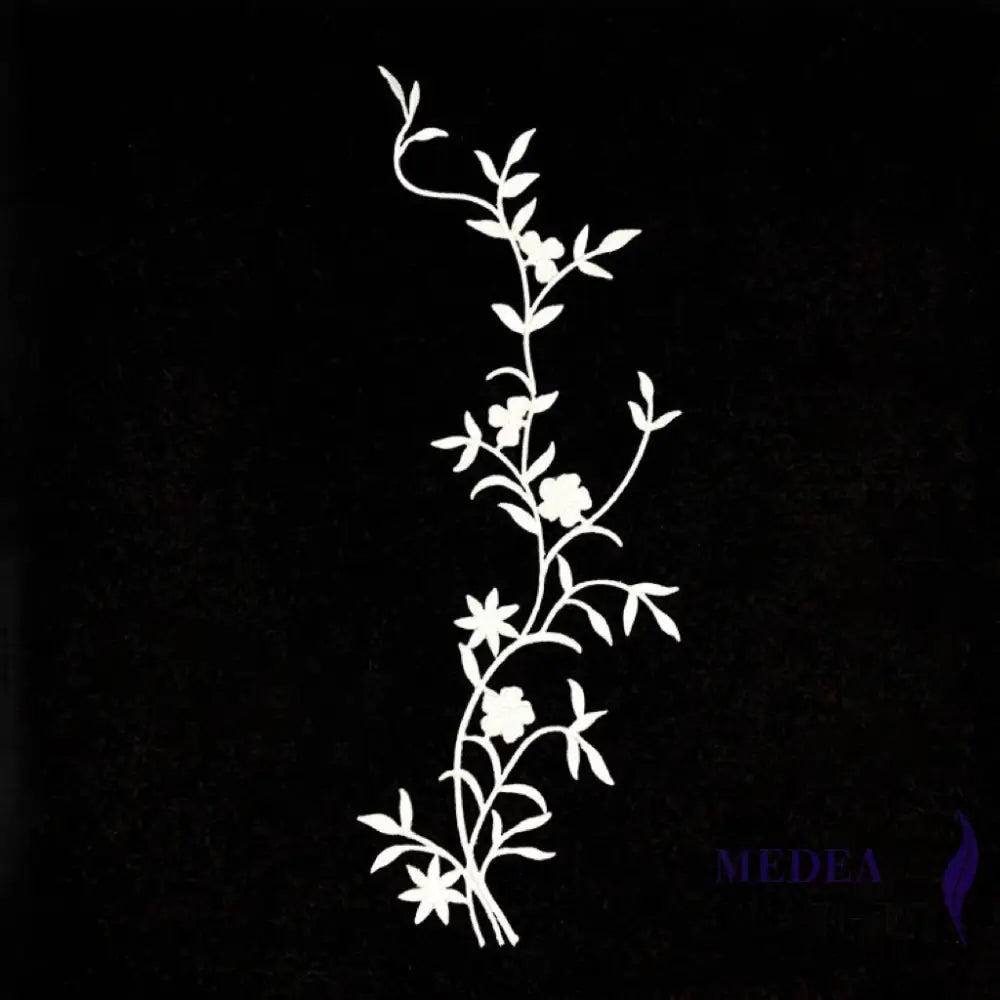 Iron on Leaf Vines Embroidery Applique EA07 White