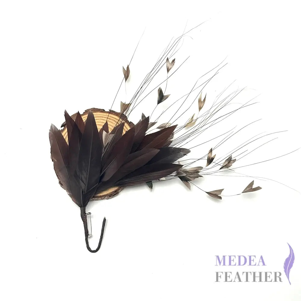 ’Little Starry’/ Petite Handmade Gradient Design Feather Flower Mount #06 Brunette