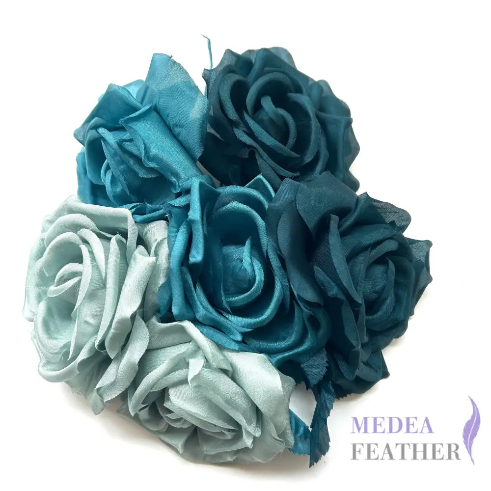 Lucky Dip Multi-colour 10cm wide silk flower-Pack of 3 - Teal Tone