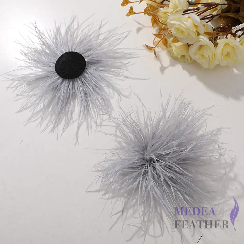 Ostrich Feather Flower - grey