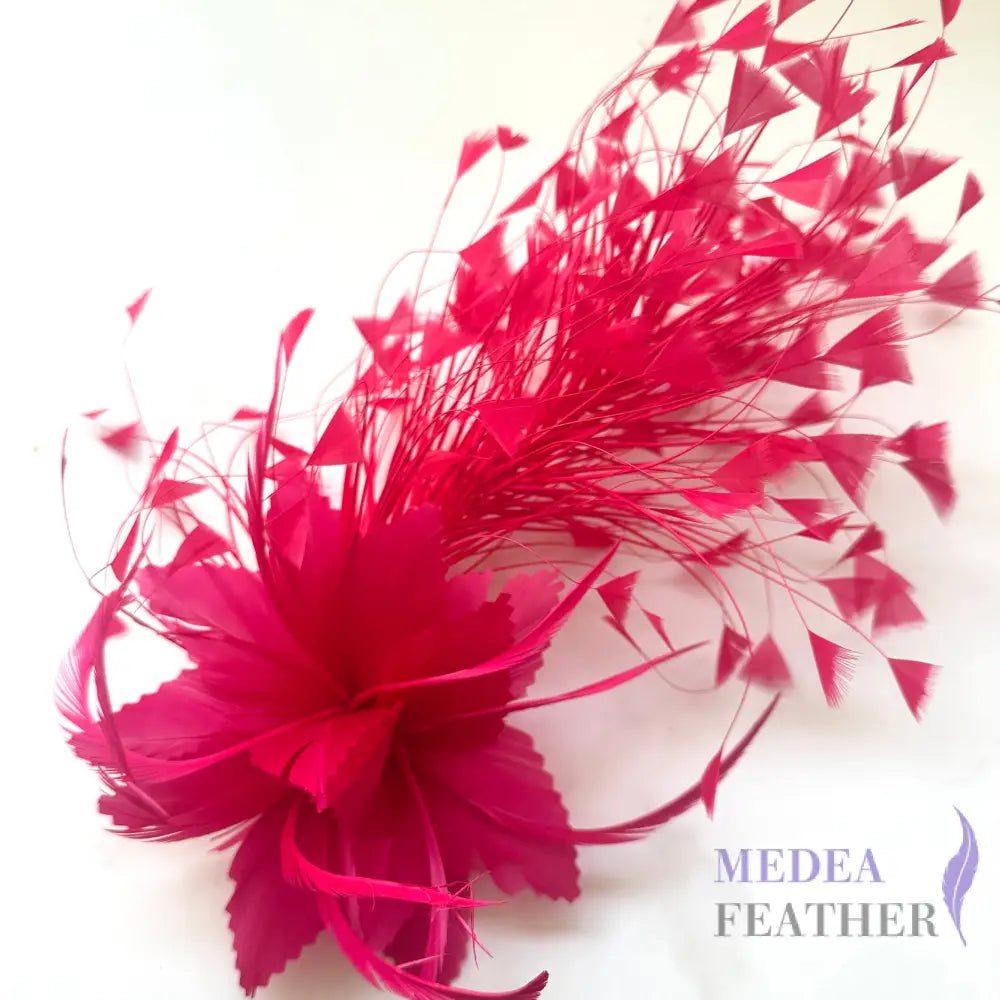 Peacock Hair Diamond Tip and Goose Feather Flower Mount DS250529 - #20 Barbie pink