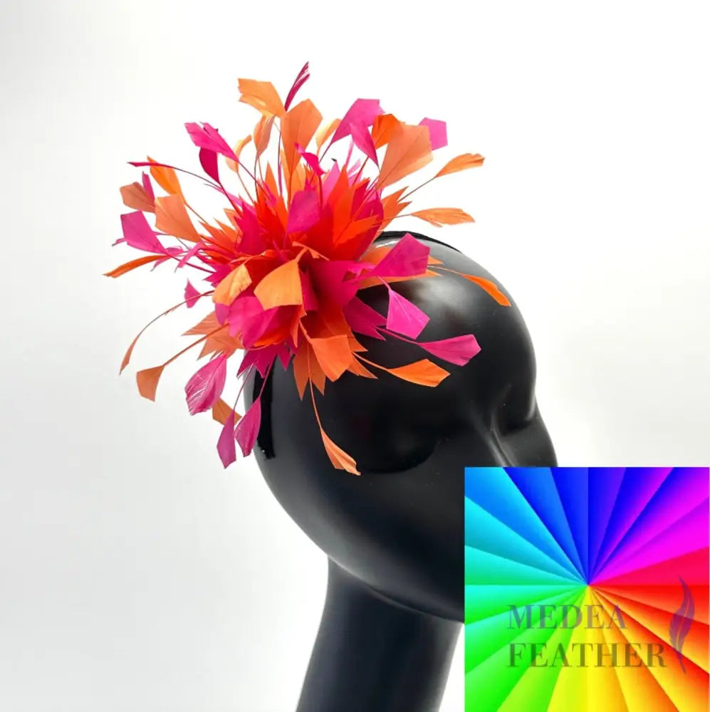 Two-colour Spiky Centre Goose Feather Flower Mount Custom - Please add text below