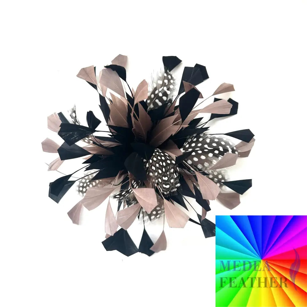 Spiky Centre Goose & Natural Colour Feather Flower Mount Custom Please add text below