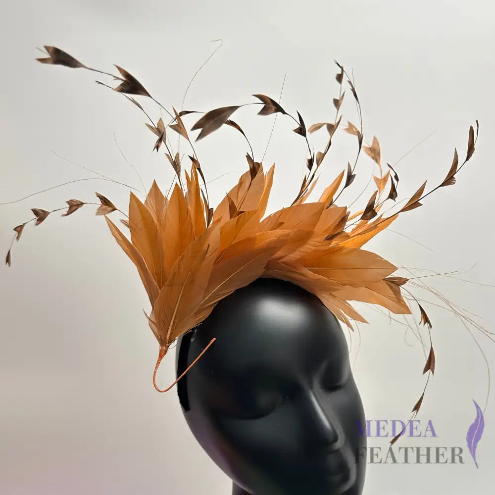 ’Starry’/ Handmade Gradient Design Feather Flower Mount #90 sandstone