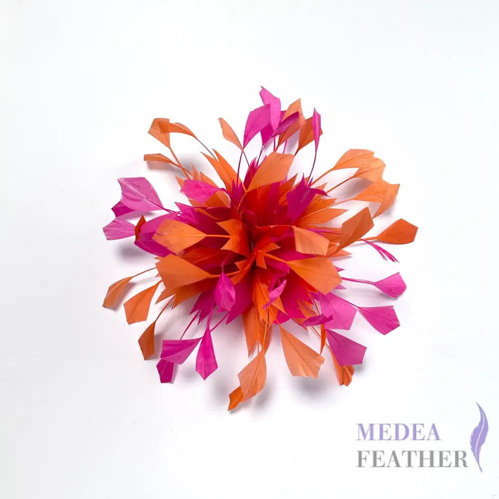 Two-colour Spiky Centre Goose Feather Flower Mount #20 barbie pink and #32 coral rose