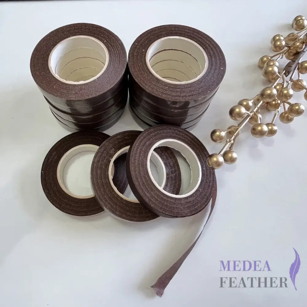 1.2 cm Wide Self-Adhesive Floral Paper Tape Brown