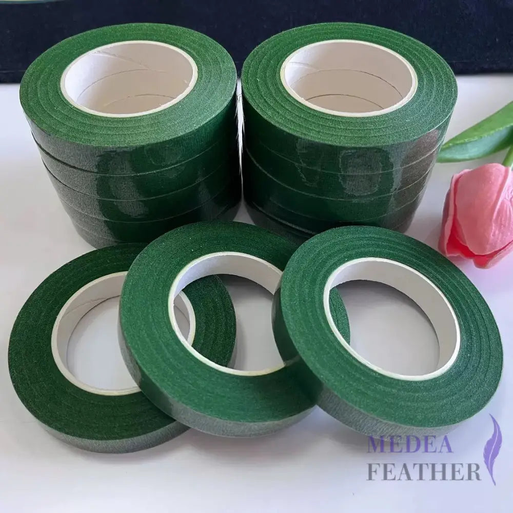 1.2 cm Wide Self-Adhesive Floral Paper Tape Green