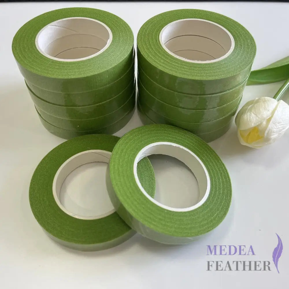 1.2 cm Wide Self-Adhesive Floral Paper Tape Light Green