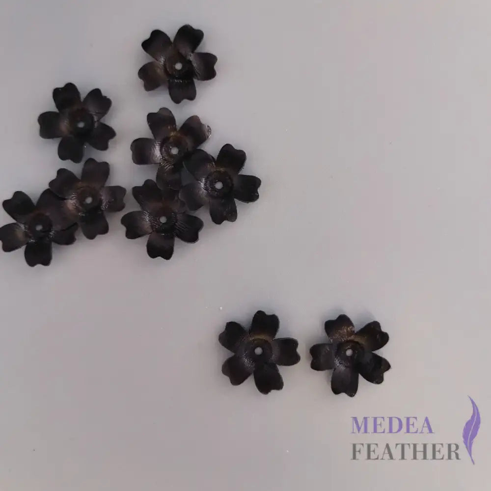 1.6cm Leather flowers-Pack of 2 Black
