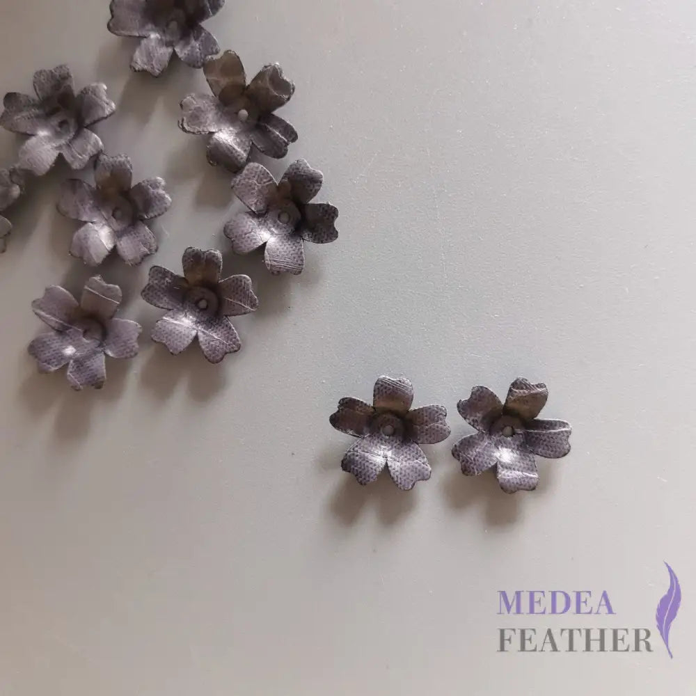 1.6cm Leather flowers-Pack of 2 Gray