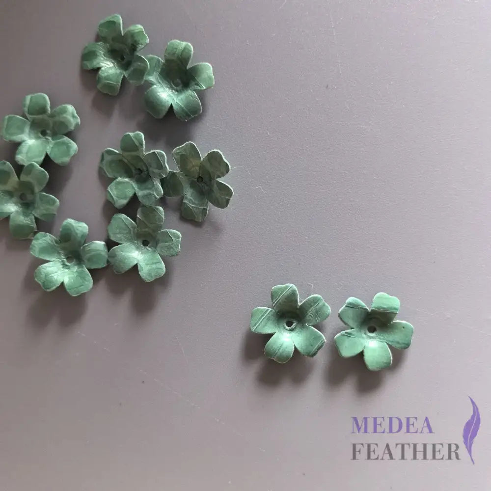 1.6cm Leather flowers-Pack of 2 Mint
