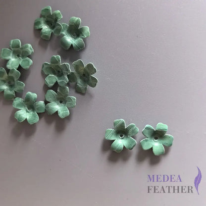 1.6cm Leather flowers-Pack of 2 Mint