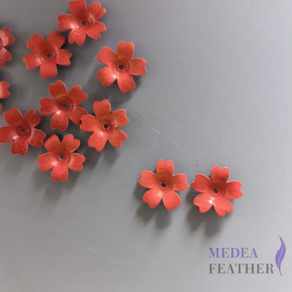 1.6cm Leather flowers-Pack of 2 Orange