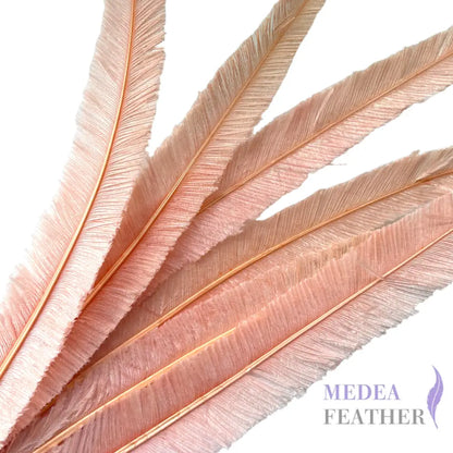 1 Piece-45 cm Trimmed Ostrich Nandu Feather SF014 - Light orange (damaged at the end of inside quill)