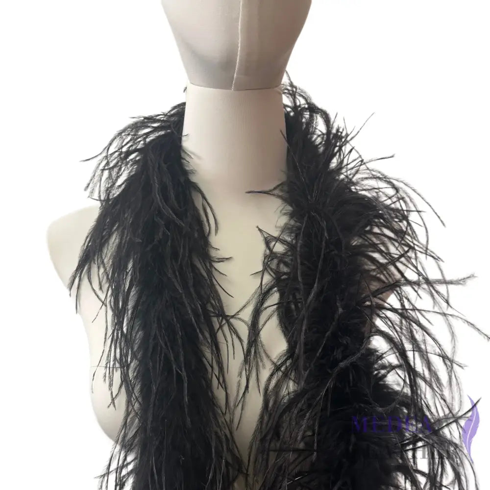 1 Ply Two Tone Ostrich and Marabou Feather Boa (2 yards) Black