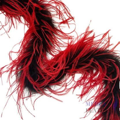1 Ply Two Tone Ostrich and Marabou Feather Boa (2 yards) Black and Red