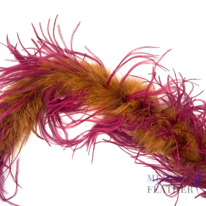 1 Ply Two Tone Ostrich and Marabou Feather Boa (2 yards) Reddish brown