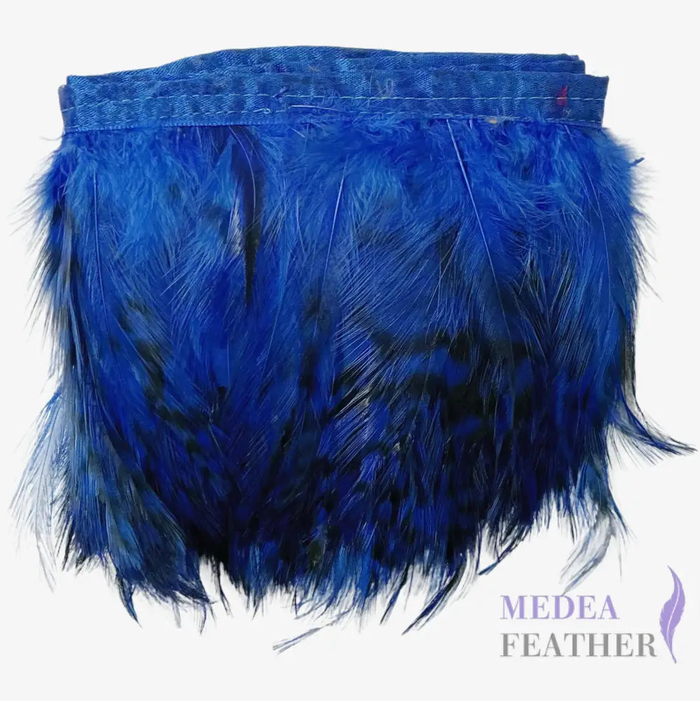 1 Yard Chinchilla Strung Rooster Neck Hackle Feathers Trim - #67royal blue