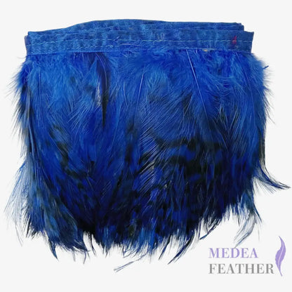 1 Yard Chinchilla Strung Rooster Neck Hackle Feathers Trim - #67royal blue