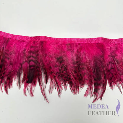 1 Yard Chinchilla Strung Rooster Neck Hackle Feathers Trim Hot Pink