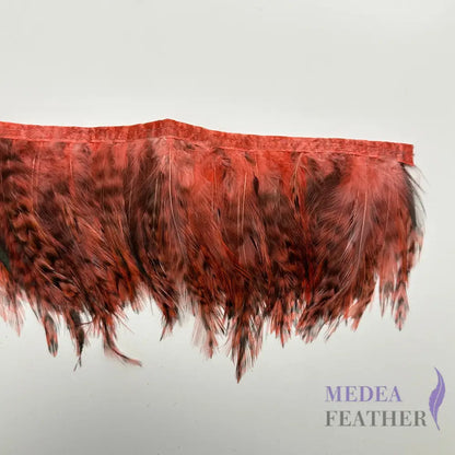 1 Yard Chinchilla Strung Rooster Neck Hackle Feathers Trim Orange