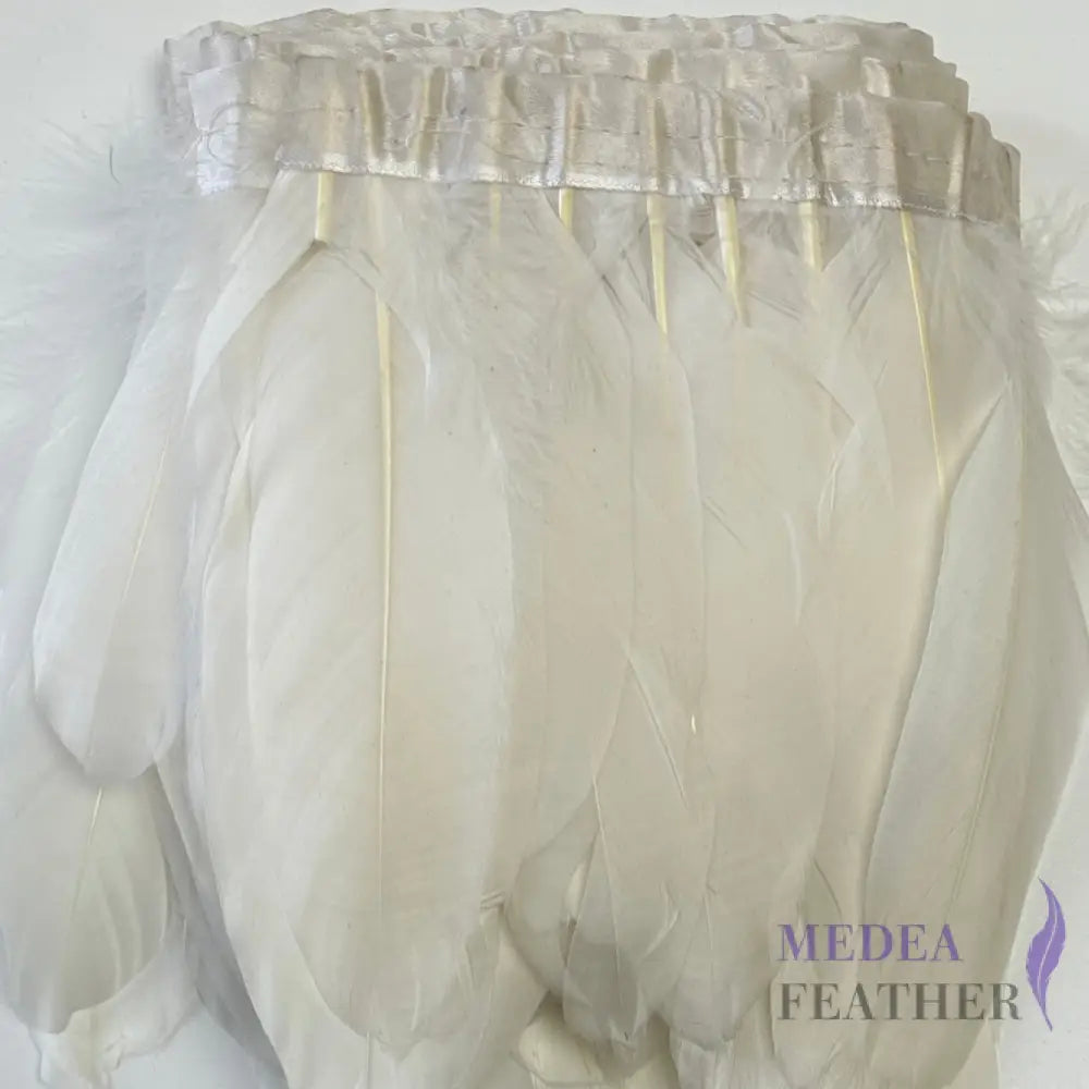 Goose Feather Trim Fringe 10-15cm White