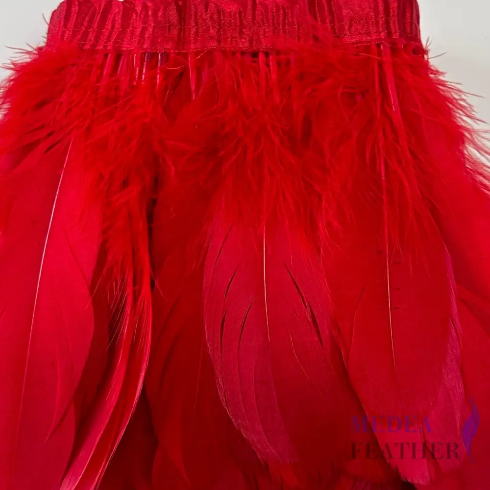 Goose Feather Trim Fringe 10-15cm Red