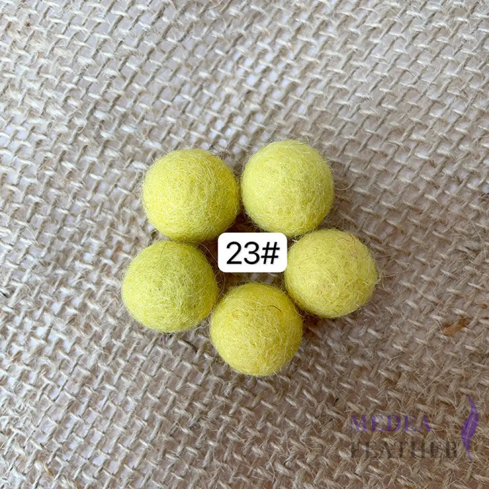 100% Handmade Wool Felt Balls-Pack of 10 - #23 lemon yellow