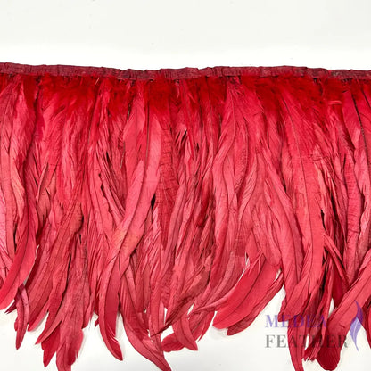 12’’-14’’ Coque Tails Long Feather Trim - 1 Meter #23 tango red