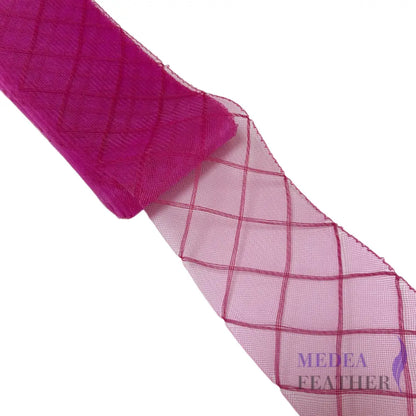 12cm Wide Diamond Cross Woven Crin Braid - Barbie Pink / With thread on 1 side