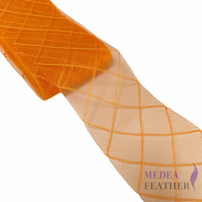 12cm Wide Diamond Cross Woven Crin Braid - Orange / With thread on 1 side