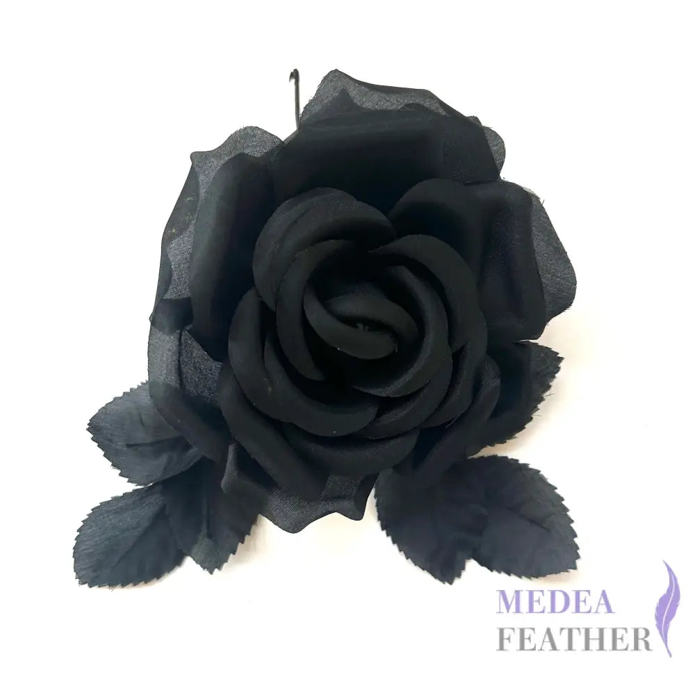 12cm Wide Silk Flower Black