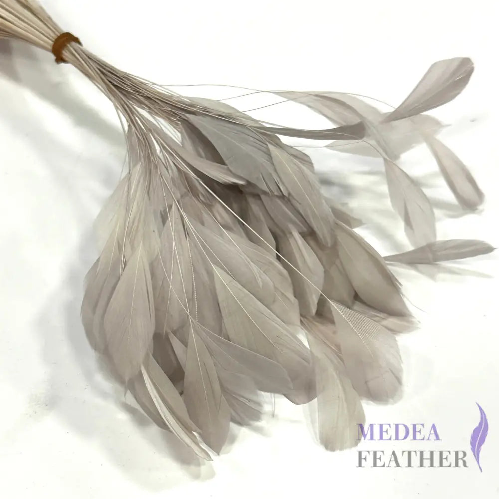 14cm Small Round Tips Coque Feather-Pack of 10 Light Gray