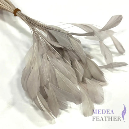 14cm Small Round Tips Coque Feather-Pack of 10 Light Gray