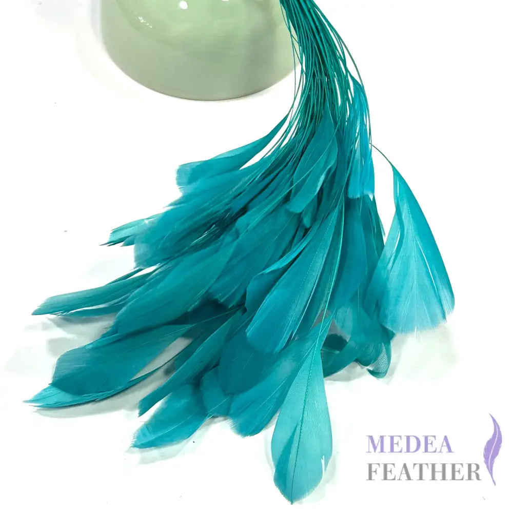 14cm Small Round Tips Coque Feather-Pack of 10 Teal