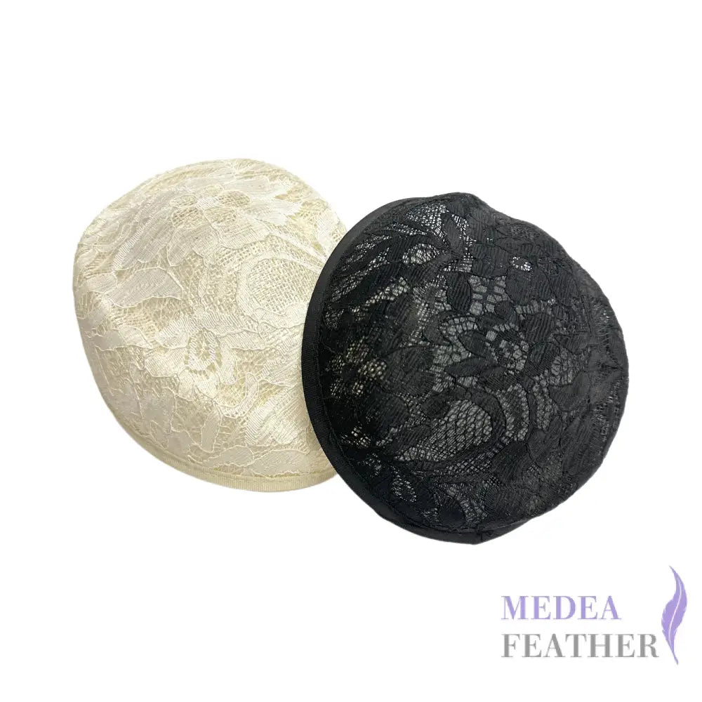 14cm Wide Lace Stewardess Sinamay Hat Base #04 cream