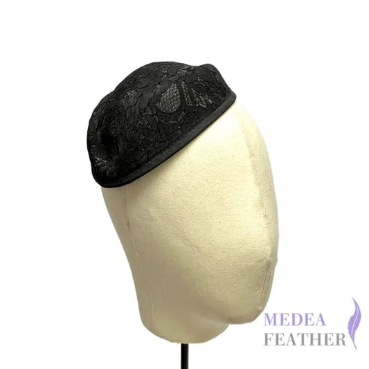 14cm Wide Lace Stewardess Sinamay Hat Base Black