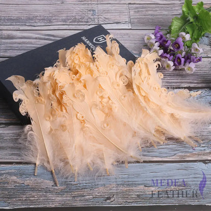 15 CM Curled Goose Feather 50 PCS 1 pack=50 pieces / Apricot