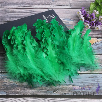 15 CM Curled Goose Feather 50 PCS 1 pack=50 pieces / Green