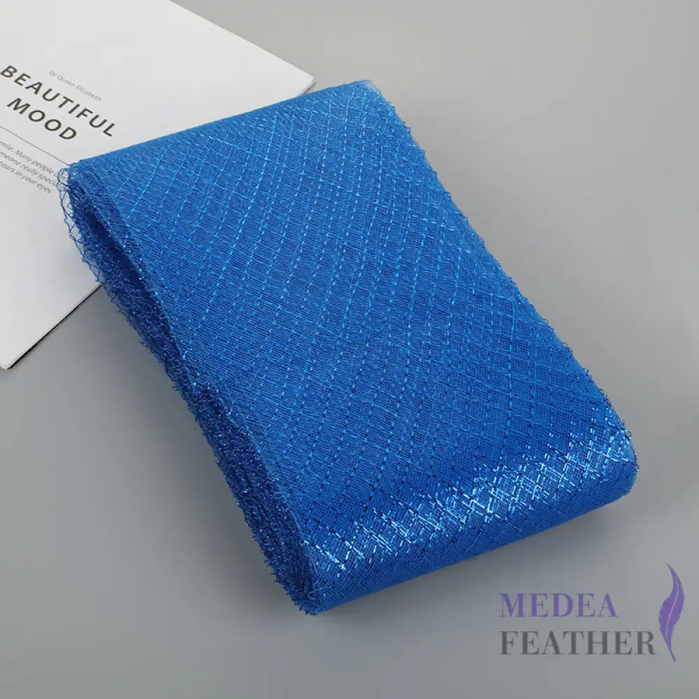 15cm Wide Lurex-thread Plain Woven Crinoline Braid Blue + Silver / 1 meter