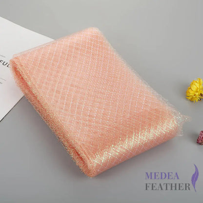 15cm Wide Lurex-thread Plain Woven Crinoline Braid Blush + Silver / 1 meter