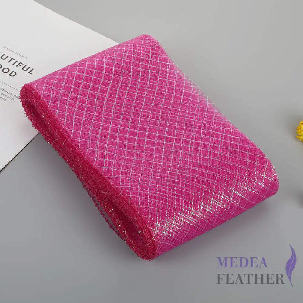 15cm Wide Lurex-thread Plain Woven Crinoline Braid Hot Pink + Pink / 1 meter