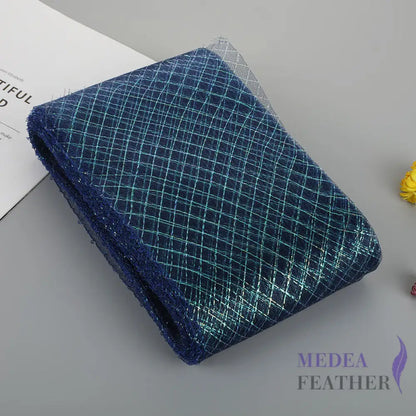 15cm Wide Lurex-thread Plain Woven Crinoline Braid Navy + Silver / 1 meter