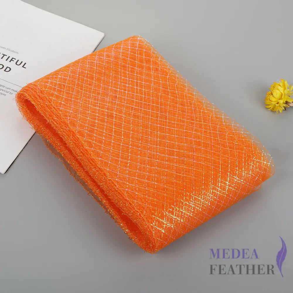 15cm Wide Lurex-thread Plain Woven Crinoline Braid Orange + Gold / 1 meter