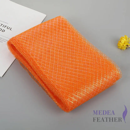 15cm Wide Lurex-thread Plain Woven Crinoline Braid Orange + Gold / 1 meter