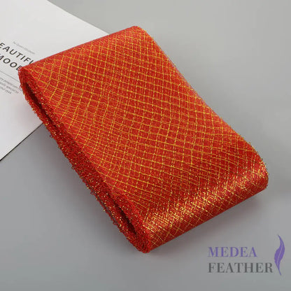 15cm Wide Lurex-thread Plain Woven Crinoline Braid Red + Gold / 1 meter