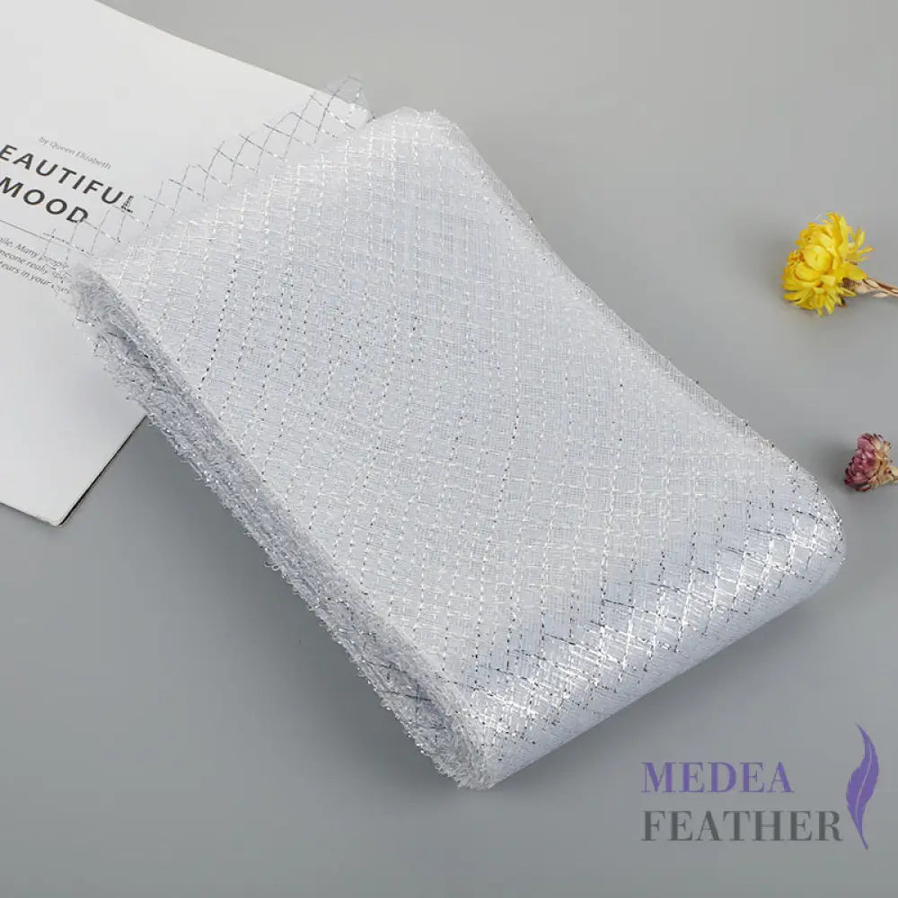 15cm Wide Lurex-thread Plain Woven Crinoline Braid Silver / 1 meter